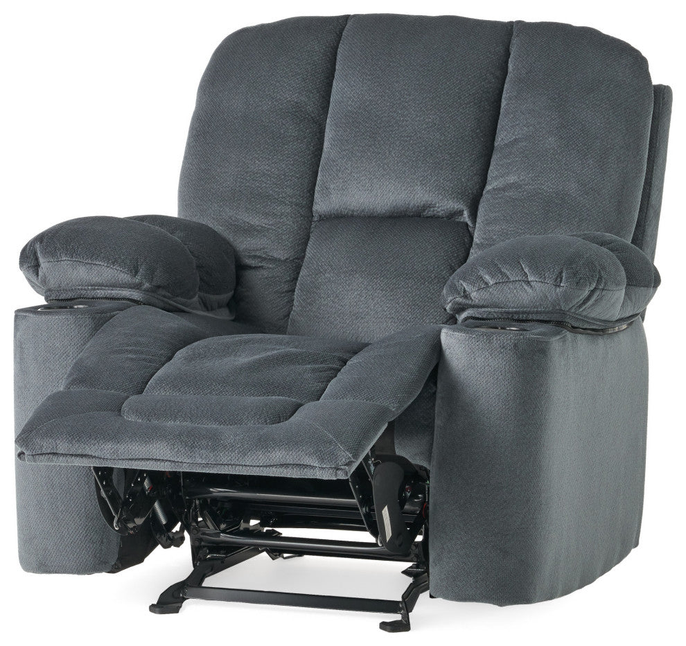 GDF Studio Raymond Steel Gray Fabric Glider Recliner