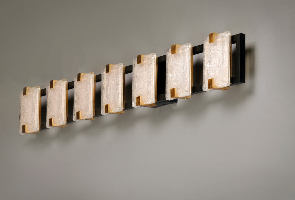 Maxim Radiant 7-Light LED Bath Vanity Light 39534CYBKGL, Black/Gold Leaf