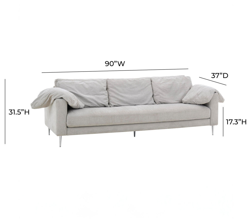 Vari Textured Velvet Lounge Sofa, Light Grey