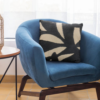 Plutus Black Palm Floral Luxury Throw Pillow, 20"x20"