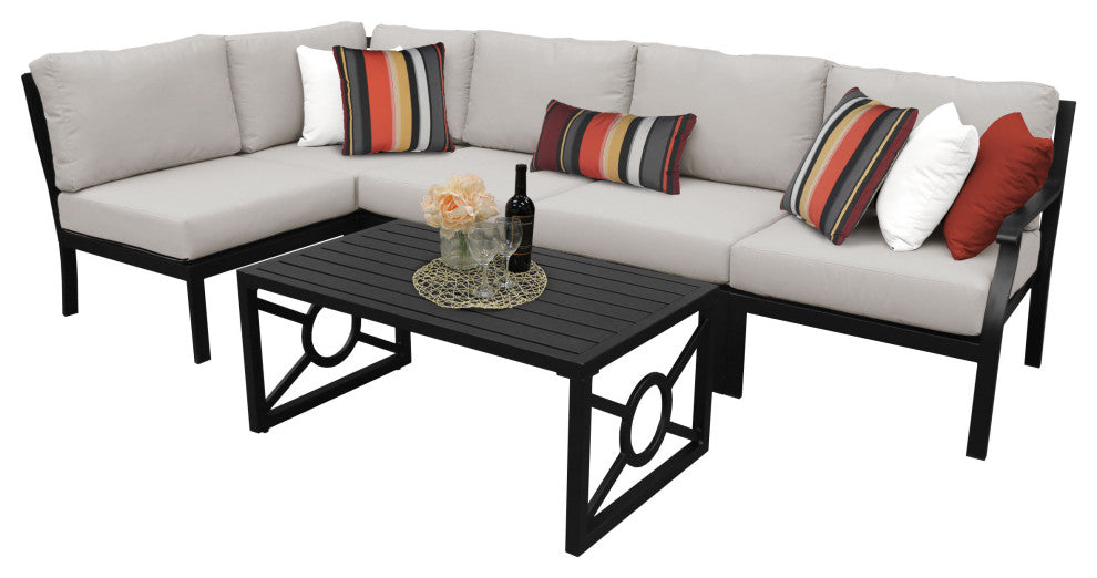 kathy ireland Madison Ave. 6 Piece Aluminum Patio Furniture Set 06q, Almond