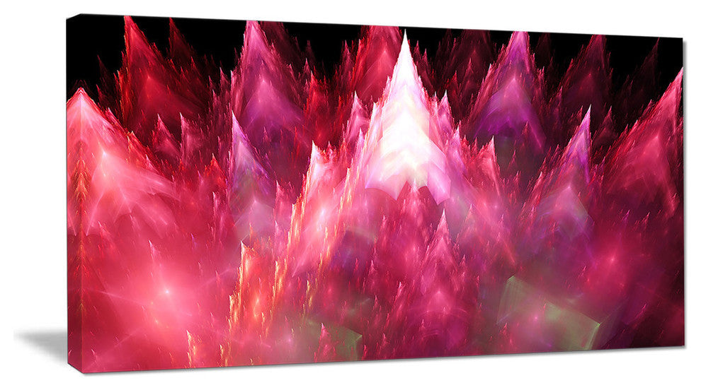 Red Fractal Crystals Design, Oversized Abstract Canvas Art Print, 60x28