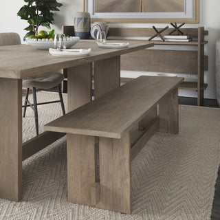 Aida Light Grey Solid Wood Dining Bench