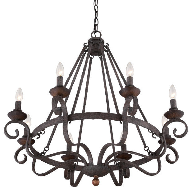 Noble 8-Light Chandelier, Rustic Black