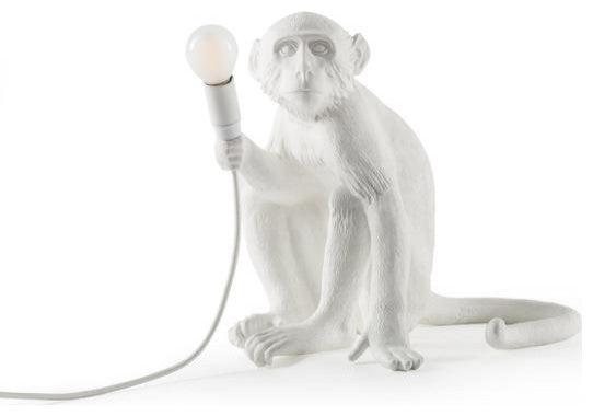 Sitting Monkey Table Lamp, Black