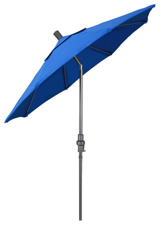 7.5' Grey Collar Tilt Lift Fiberglass Rib Aluminum Umbrella, Olefin, Royal Blue