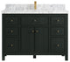 Sonoma 48 Single Sink Reeded Bath Vanity in Dark Forest Green 2" Carrara Marble