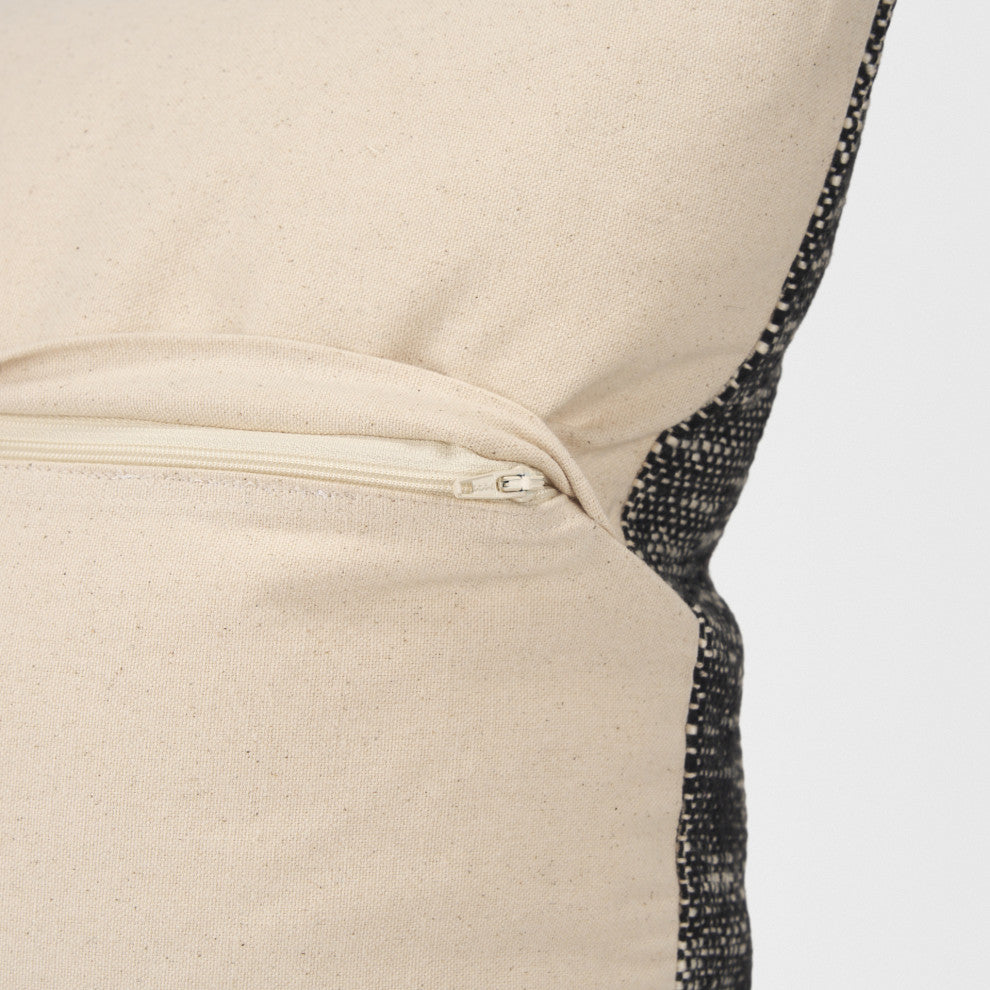 Jalia Cream and Black Cotton Decorative Lumbar Pillow Cover