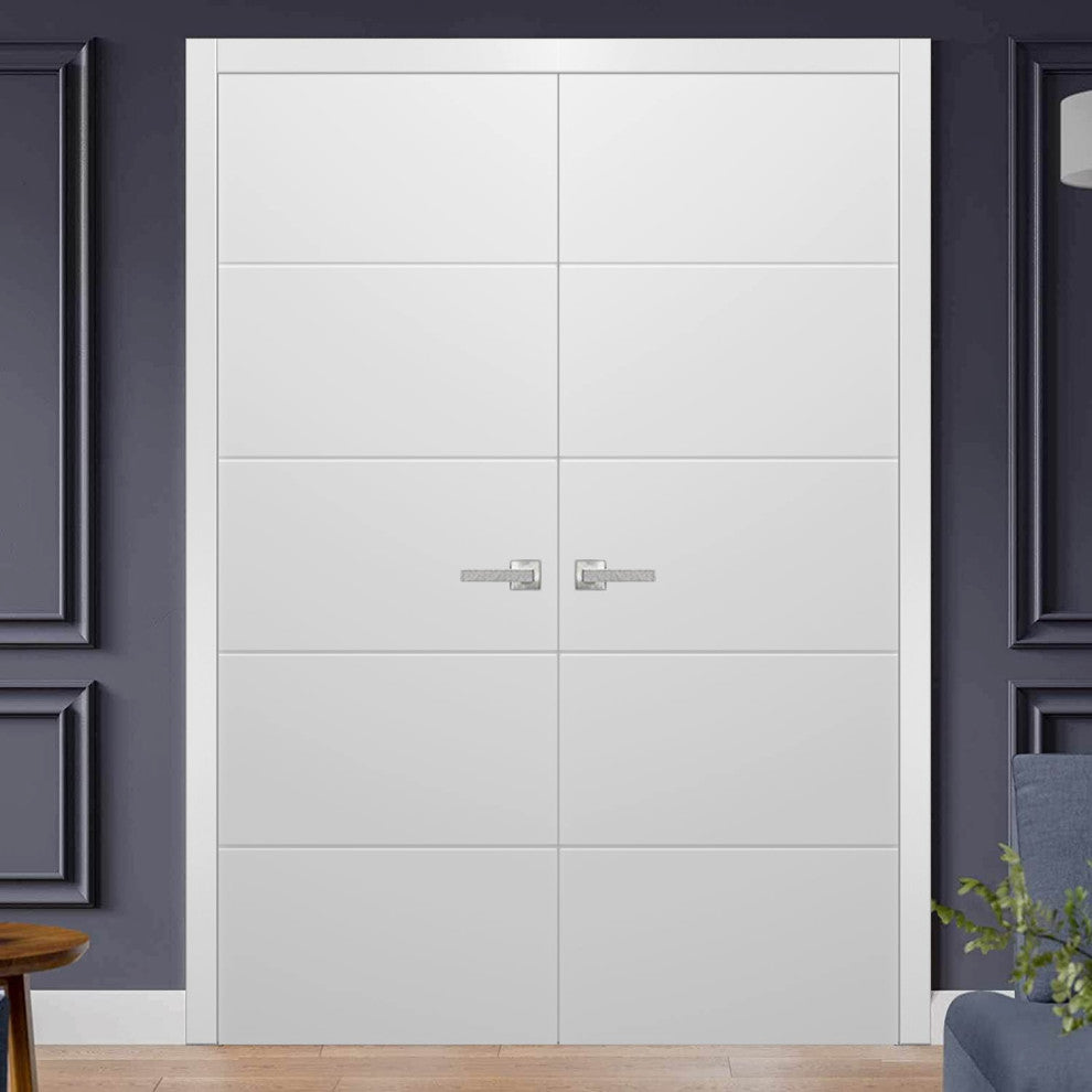 Interior French Double Doors 64 x 84, Planum 0770 Painted White, Hall Bedroom