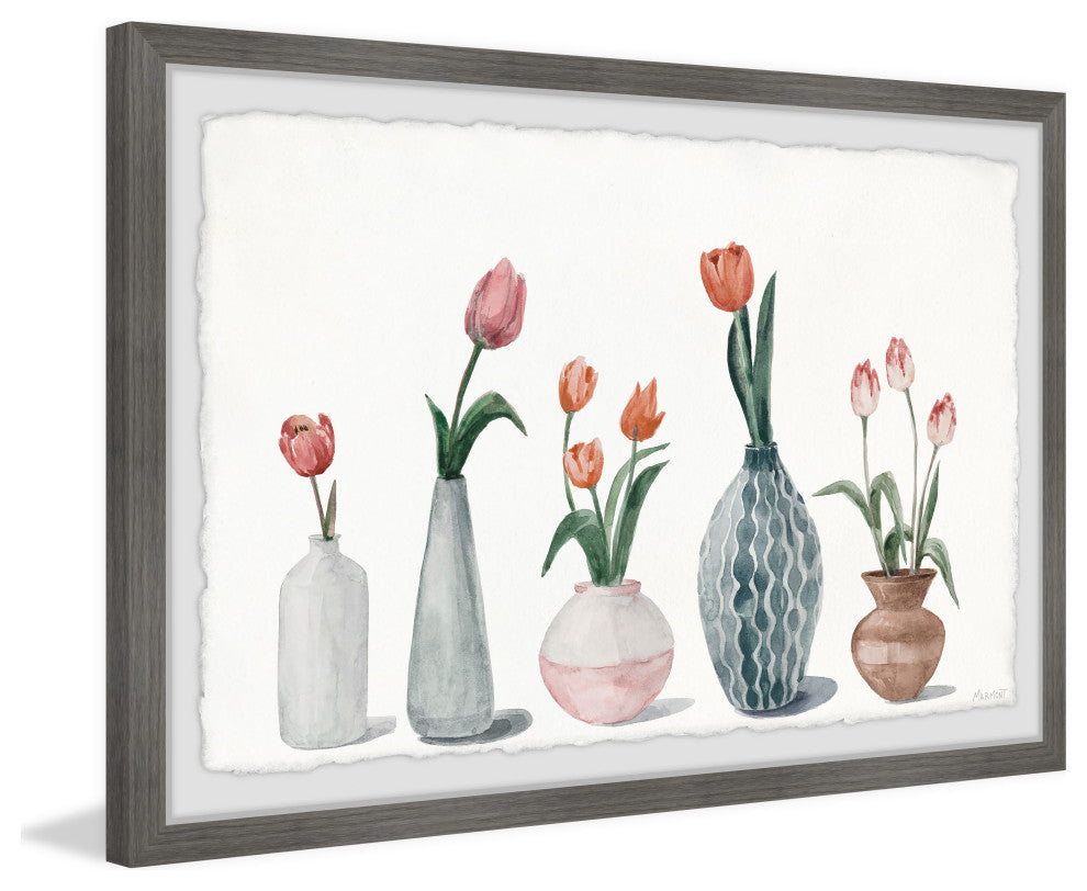 "Bottled Tulips" Framed Painting Print, 36x24
