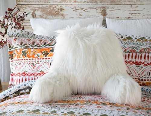 Faux Fur Reading Lounge Pillow, Mongolian White