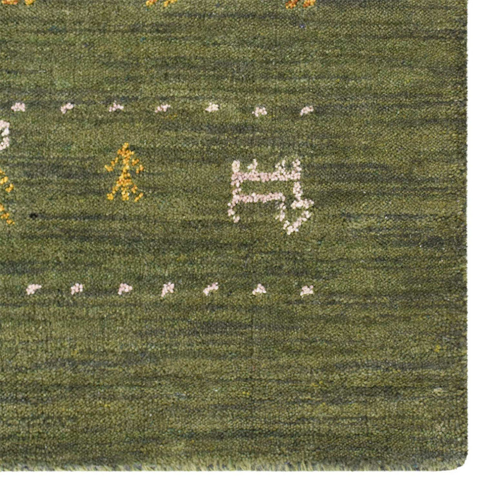 HAND KNOTTED LOOM WOOL ECO-FRIENDLY AREA RUGS - Rectangle, Green, Contemporary