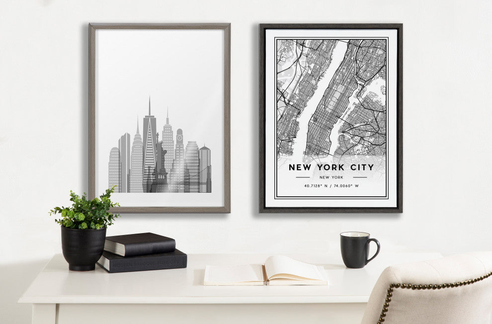 Blake New York Cityscape Framed Printed Glass by Jake Goossen, Gray 18x24