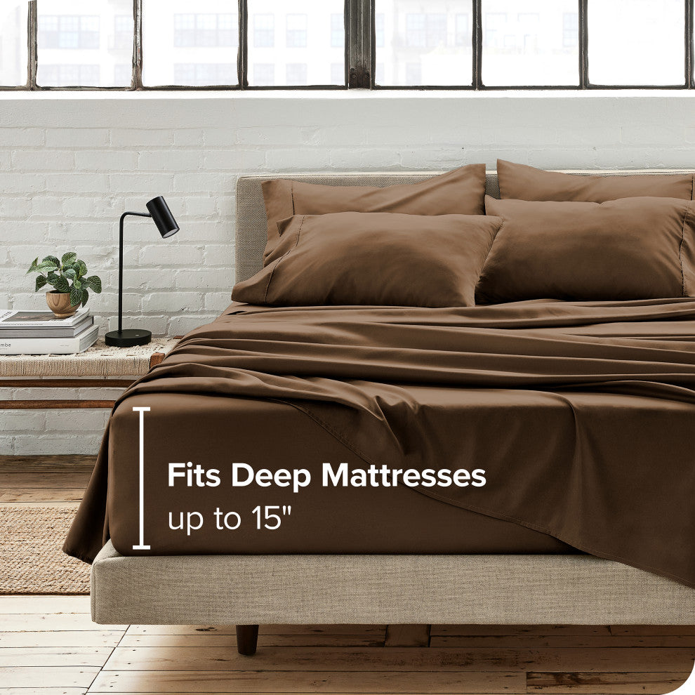 Bare Home 6-Piece Microfiber Sheet Set, Cocoa, King
