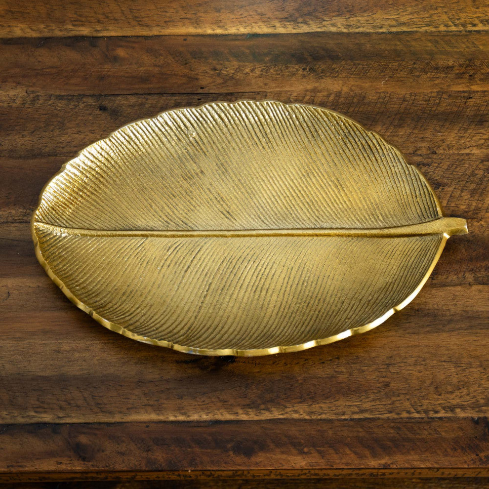16in. Gold Leaf Decorative Accent Tray