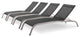 Lounge Chair Chaise, Set of 4, Aluminum, Metal, Black, Modern, Outdoor Patio