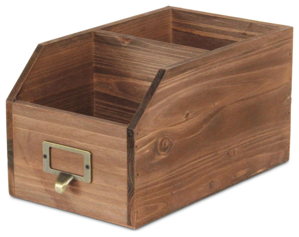 2-Slot Wooden Desk Organizer