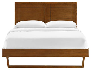 Marlee King Wood Platform Bed With Angular Frame Walnut