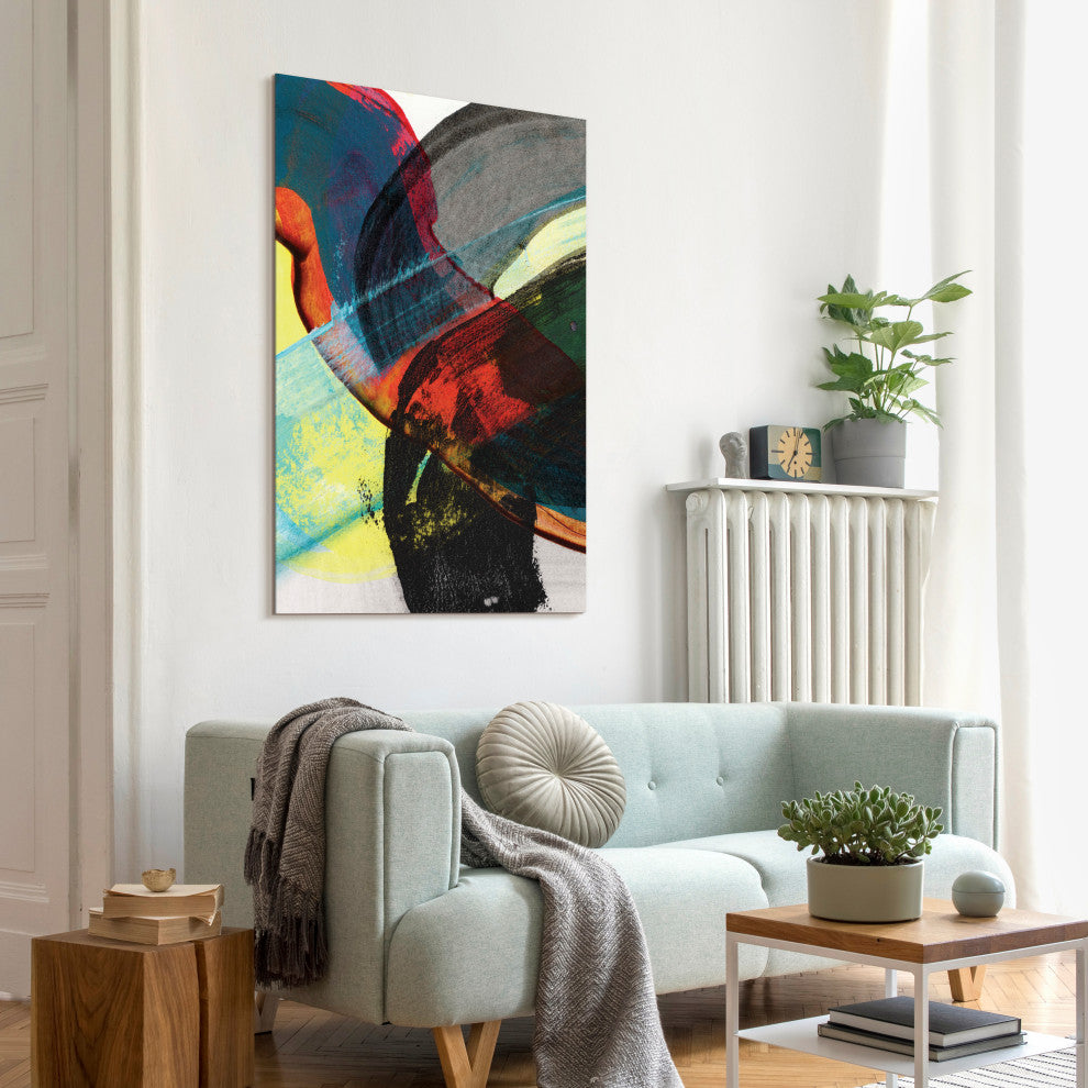 "Carnival Crossing AbstractII" Frameless Reverse Printed Tempered Glass Wall Art