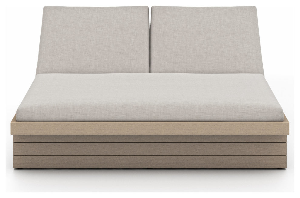 Leroy Outdoor Dbl Chaise Lounge-Brn/Stn
