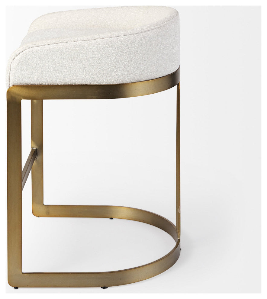 29" Off White and Gold Low Back Counter Stool