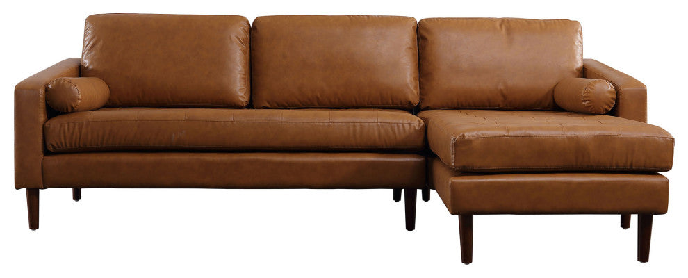 Frederick Modern Contemporary Leather Sofa with Chaise
