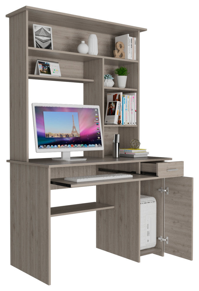 Xalo 180 Compu Hutch Desk, Light Gray