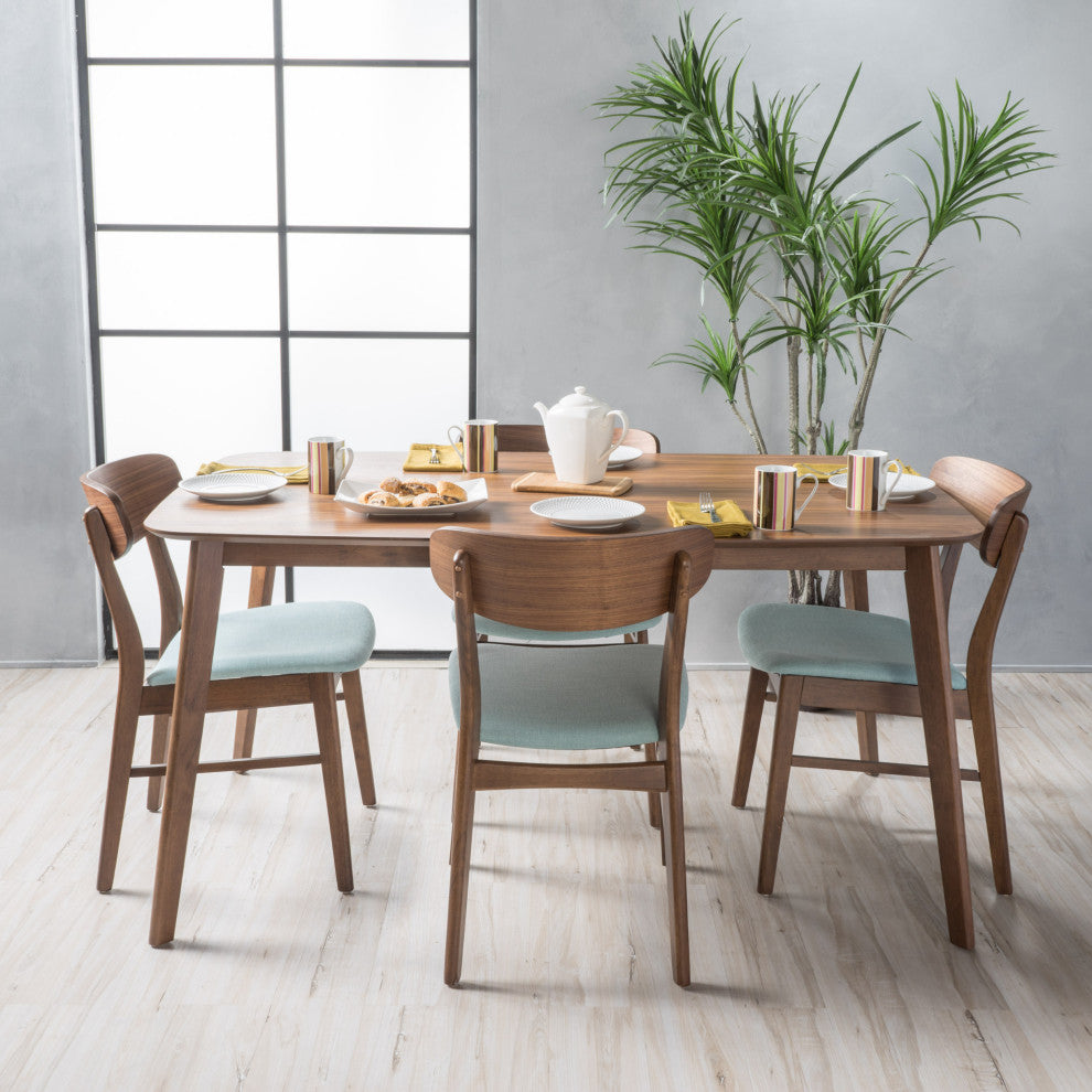 GDF Studio Lucille Mid-Century Modern 5 Piece Dining Set, Mint