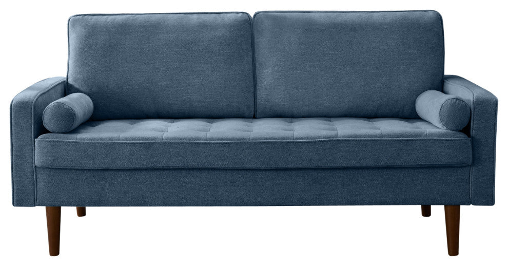 The Benard II Linen Square Arm Sofa, Steel Blue