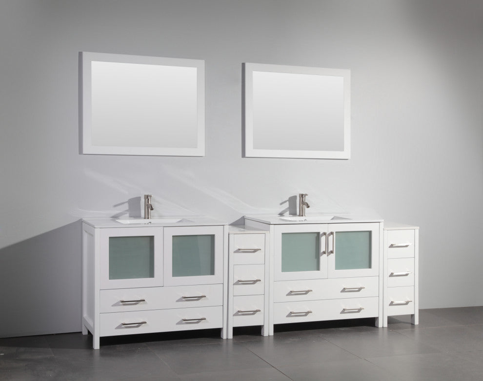 Vanity Art Vanity Set With Ceramic Top, 96", White