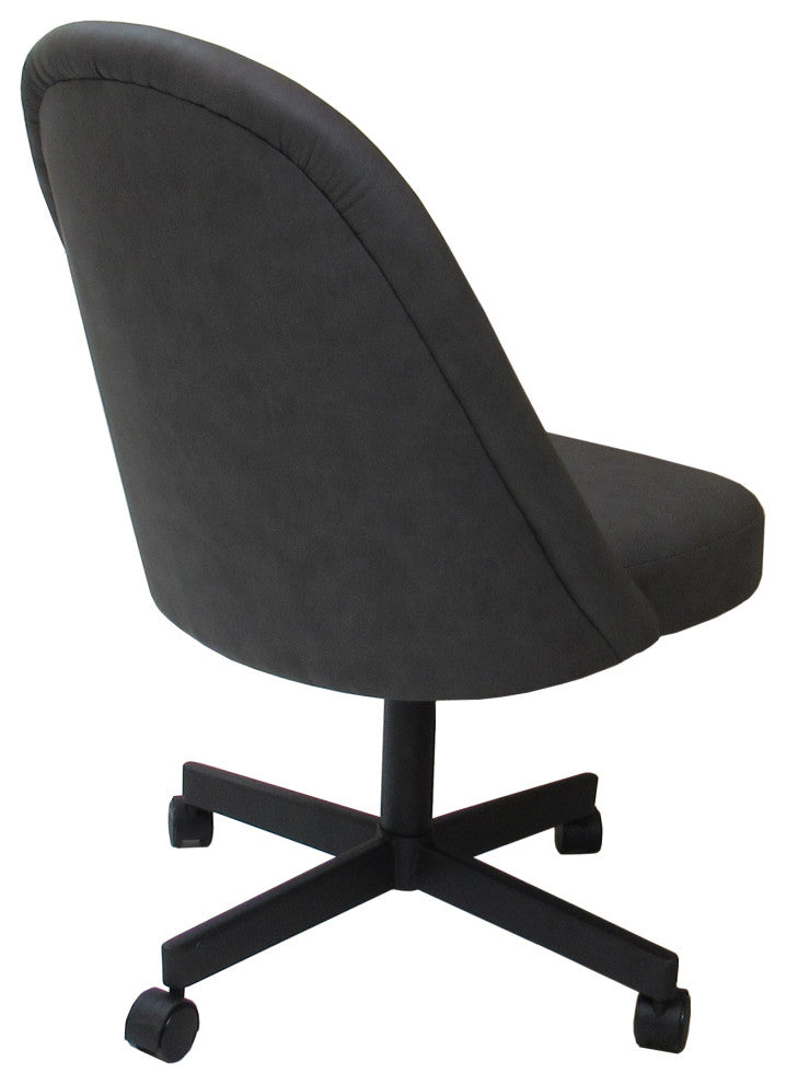 M-235 Swivel Metal Dining Caster Chair, Grey Vinyl - Black