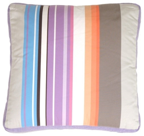 Pillow Decor - Grape & Charcoal Stripes Throw Pillow