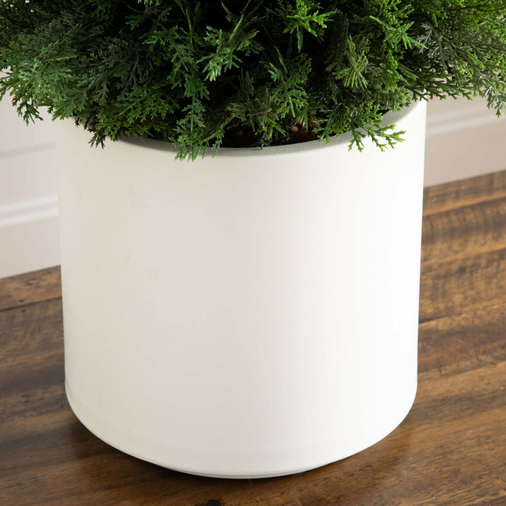 3ft. UV Resistant Artificial Cedar Tree, Decorative White Planter