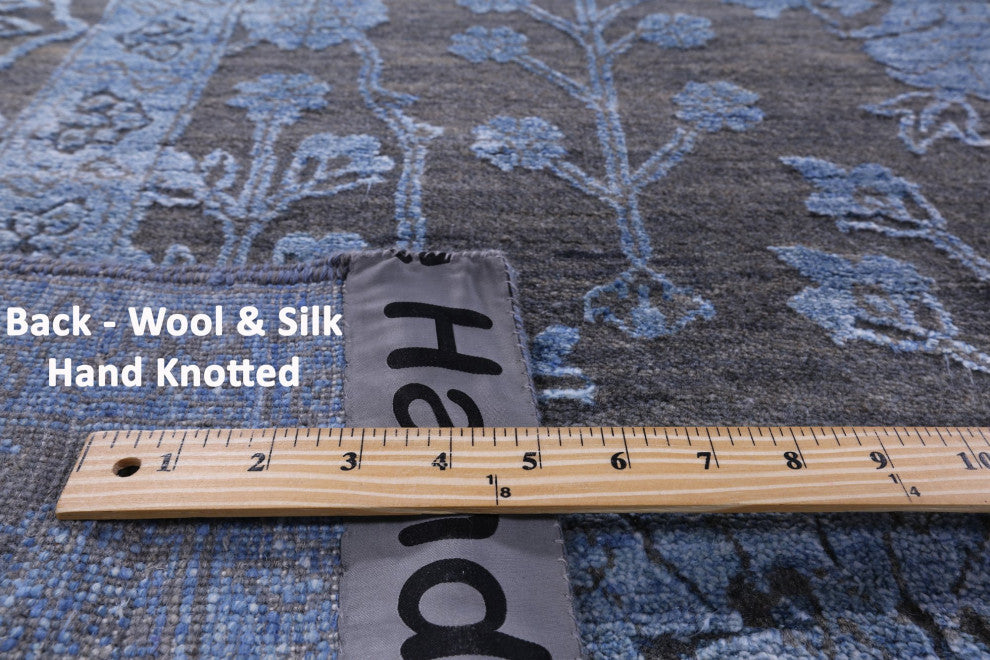 Hand-Knotted Persian Wool and Silk Rug 9' 2" X 12' 3" Q9421