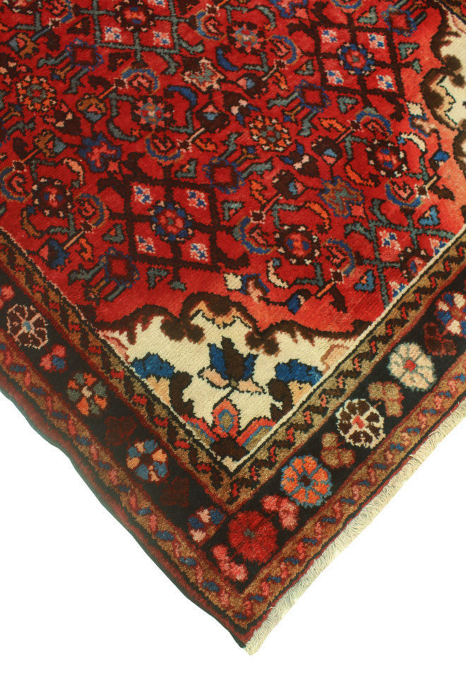 Fine Vintage Distressed Beldan Red/Charcoal Runner, 3'7x13'5