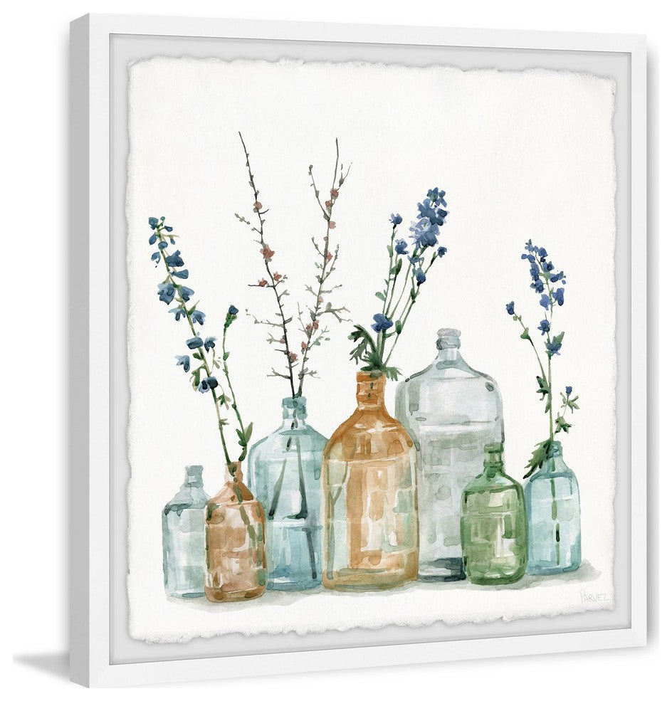 "Hipster Bottles" Framed Painting Print, 32"x32"