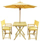 Set of Bamboo Square Table, 2 Director Chair, 1 Umbrealla, Nude
