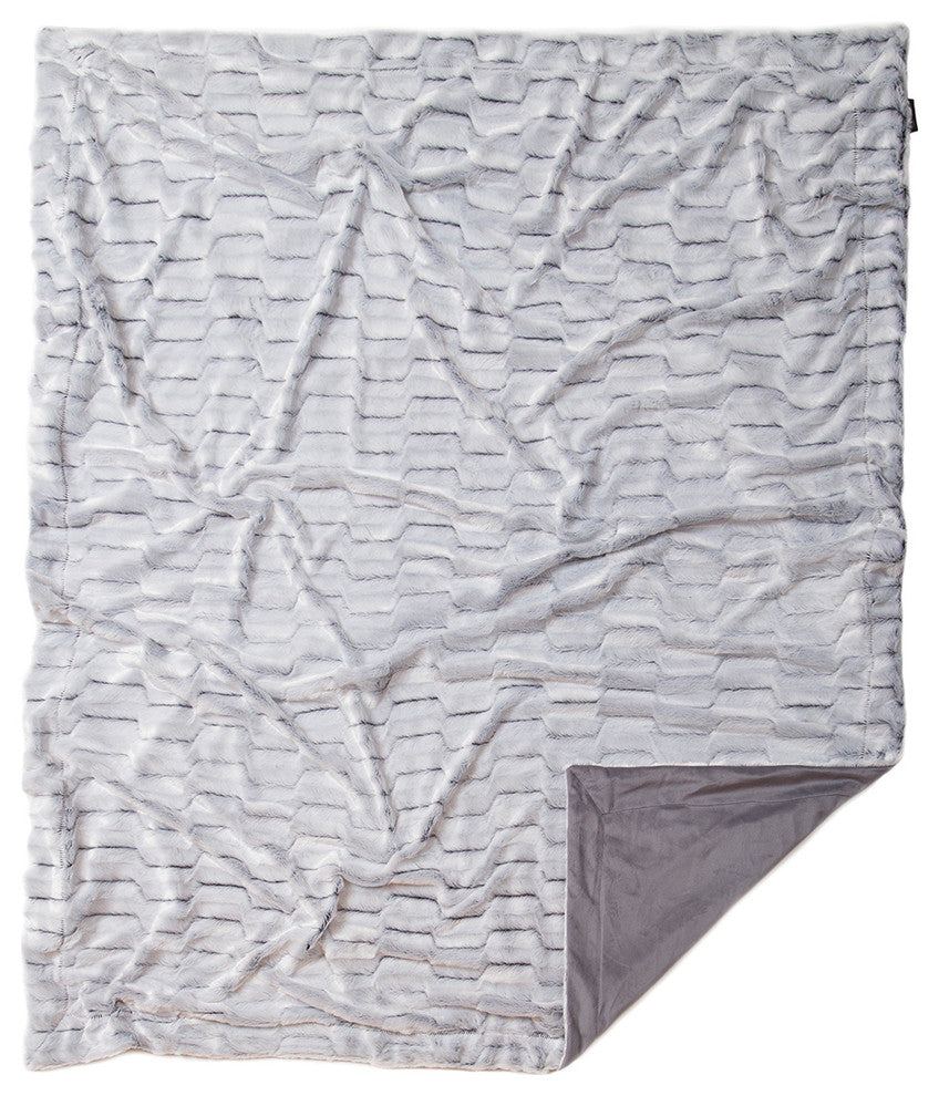 Faux Fur Throw Blanket, Modern Grey Plush Rabbit
