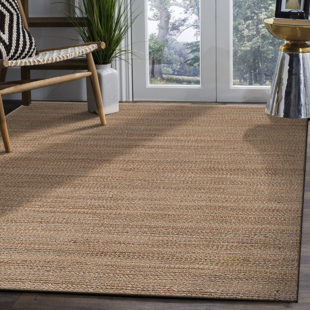 Tan Organic Jute Area Rug, 7'9" X 9'9"