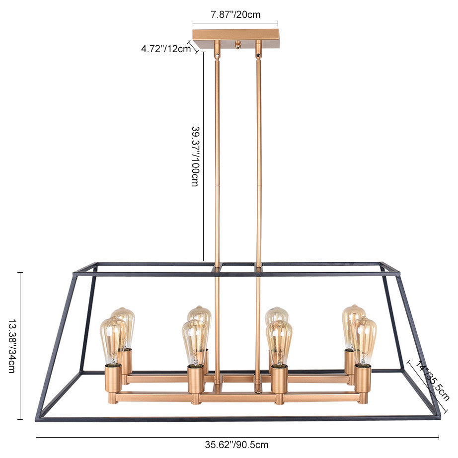 8-Light Kitchen Island Modern Rectangular Chandelier