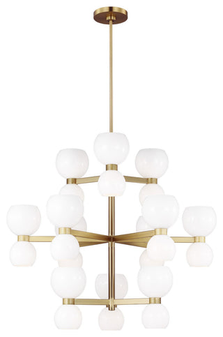 Londyn Large Chandelier, Burnished Brass with Milk White Glass