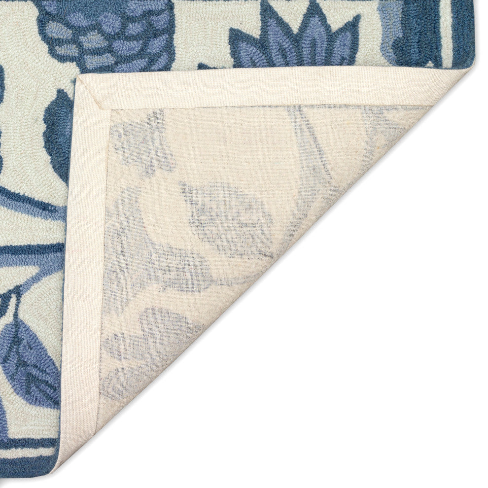 Capri Floral Vine Indoor/Outdoor Rug Blue 2'x8'