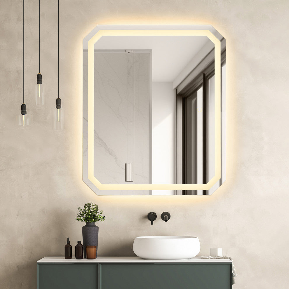 Luma Octogan Frameless LED Bathroom Vanity Mirror, 36"