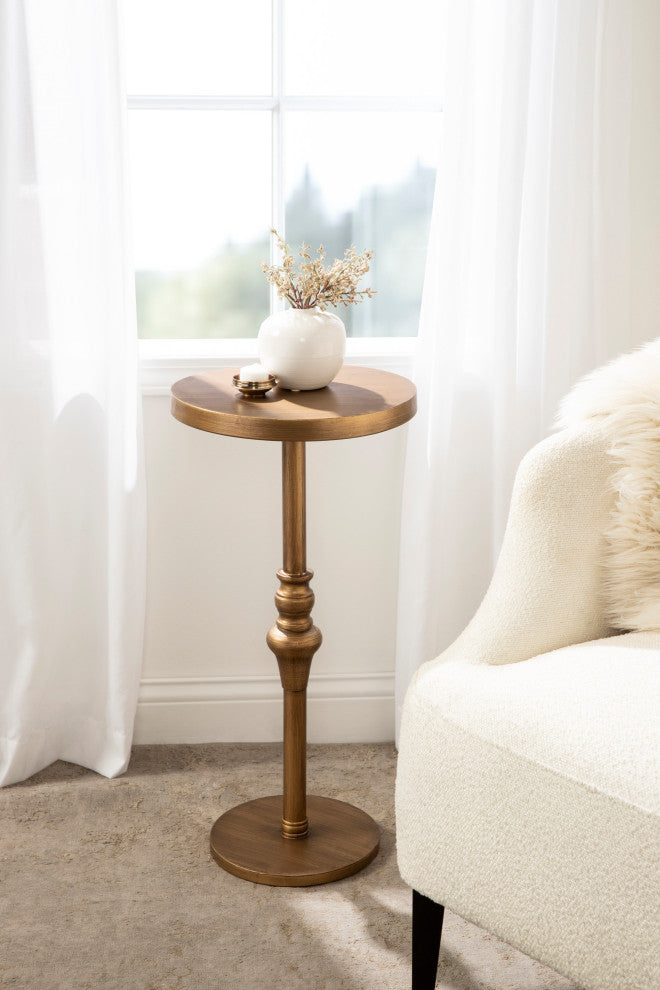 Stratton Pedestal Table, Gold, 13x13x26