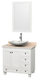 Acclaim 36" White Single Vanity, Ivory Marble Top, Arista Sink, 24"