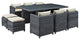 Modway Summon 11 Piece Outdoor Patio Sunbrella Dining Set, Antique Beige