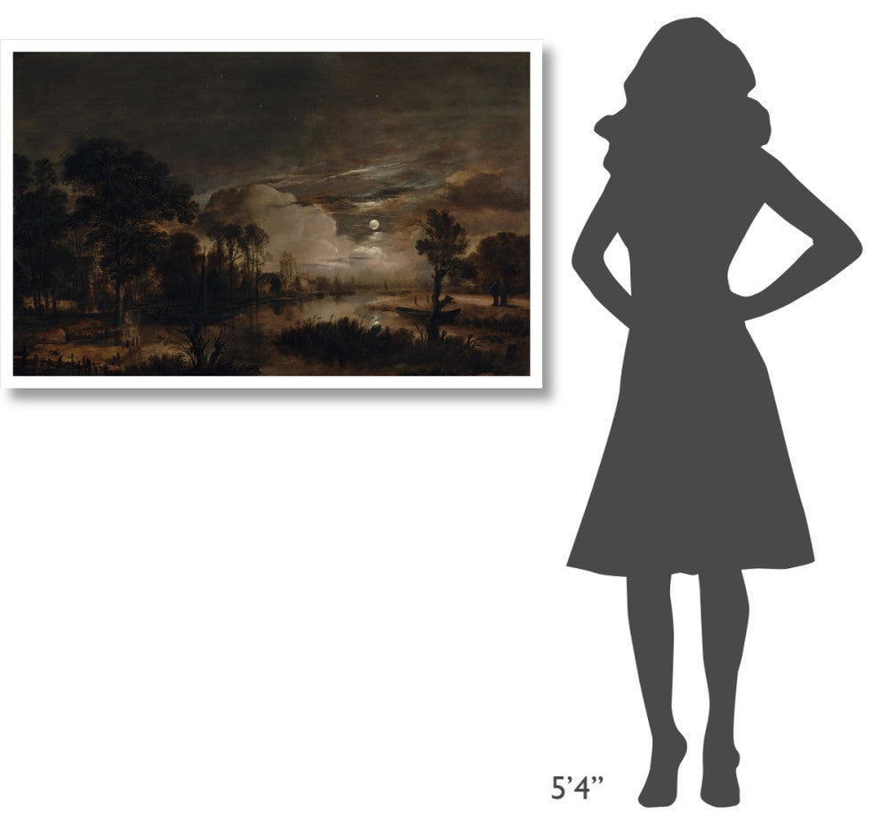 "Moonlit Landscap, New Amstel River and Castle Kostverloren" Paper Art, 46"x30"