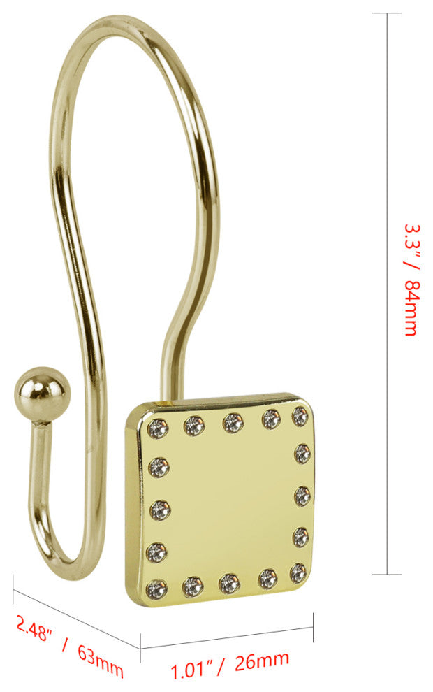 Utopia Alley Shower Hooks - Double Shower Curtain Rings for Bathroom, Gold
