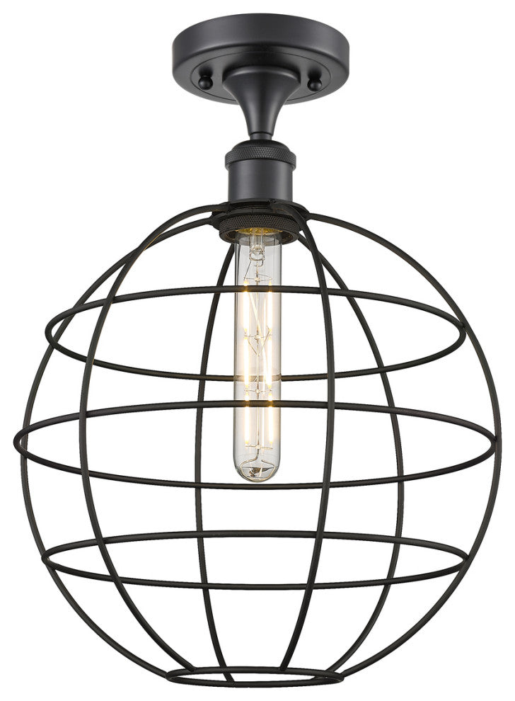 Lake Placid 1 12" Semi-Flush Mount Matte Black