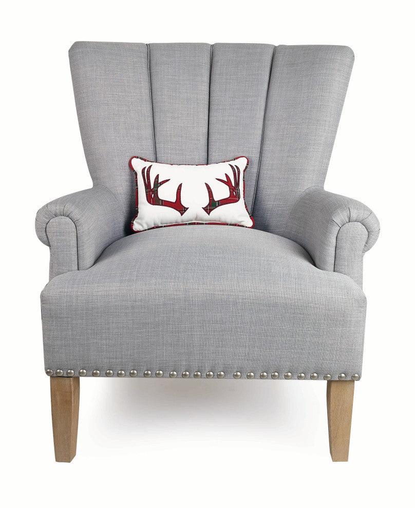 Plaid Xmas Abtler Embroidered Pillow